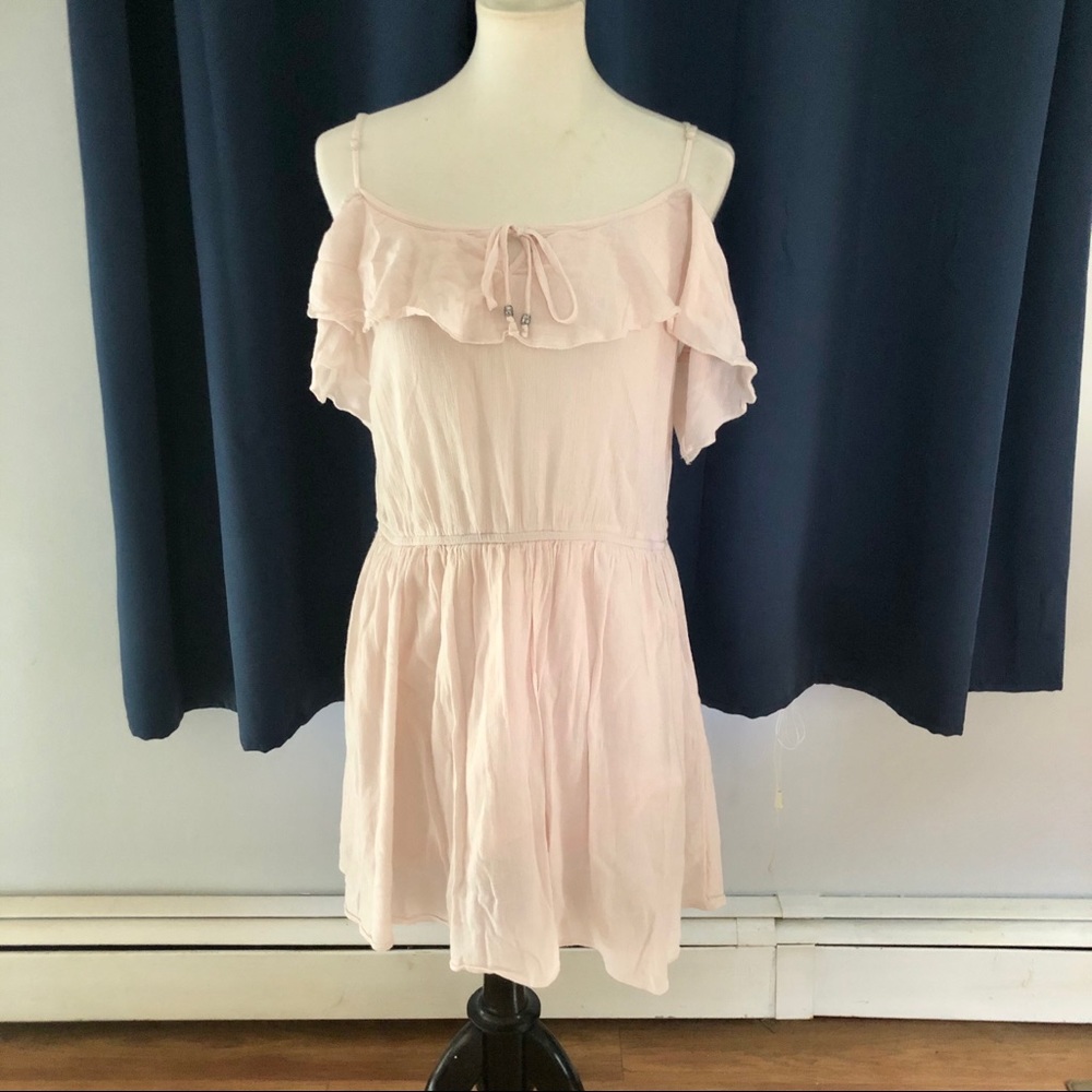 American Eagle pink off the shoulder ruffle dress
